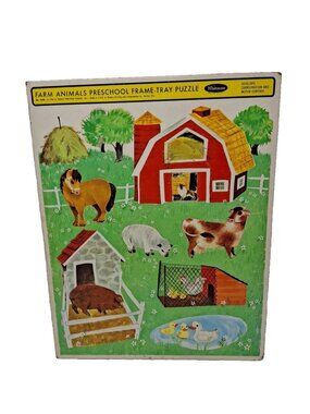Vintage Whiteman Farm Animals Frame Tray Puzzle  1966